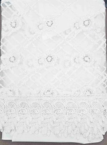 Generic 3-Piece Set Embroidered Window Curtain 2 Panels 1 Valance for Kitchen Restaurant Bar BR (White BR-16) - color: White Br-16