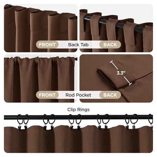 Joydeco Blackout Curtains 108 Inches Long, Thermal Insulated Black Out Curtains 2 Panels Set, Room Darkening Drapes for Living Room Window Rod Pocket Back Tab (W52 x L108 Inch, Brown) - color: Brown, size: 52"W x 108"L (Pack of 2)
