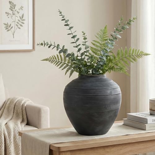 11" Blue Ceramic Vase, Rustic Farmhouse Living Room Home Decor - size: 11Inch