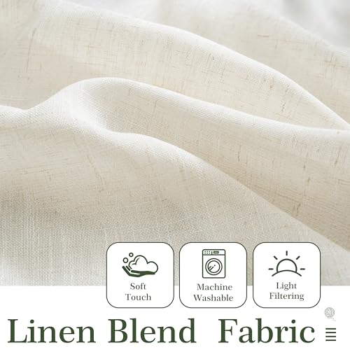 DriftAway Semi Sheer Scalloped Edge Linen Coastal Beach Window Curtains for Living Room Bedroom 2 Panels Rod Pocket Each Size 52 Inch by 72 Inch Loden Green - color: Linen Loden Green, size: 52"W x 72"L (Pack of 2)