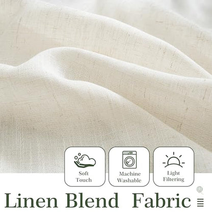 DriftAway Semi Sheer Scalloped Edge Linen Coastal Beach Window Curtains for Living Room Bedroom 2 Panels Rod Pocket Each Size 52 Inch by 72 Inch Loden Green - color: Linen Loden Green, size: 52"W x 72"L (Pack of 2)