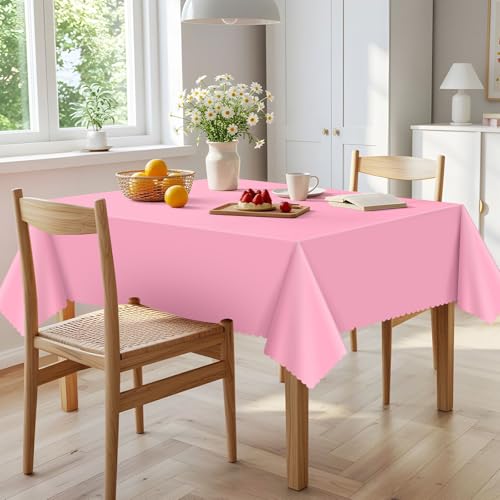 NatNarr 6 Pcs Plastic Pink Tablecloths, Scalloped Rectangle Table Cloths - color: Pink, size: 6 Pack
