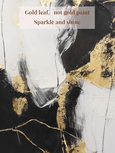 SAFERRYHOME Framed Abstract Black and Gold Modern Wall Art, Large 24"x36"x2 - color: Black Gold 2, size: 24" x 36" x 2 Panel Framed