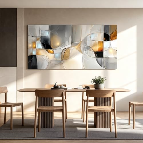 I@U Gray White Abstract Wall Art Prints Modern Geometry Wall Art Decor Abstract Artwork For Walls Canvas Wall Art Decor For Living Room Bedroom Kitchen Office Apartment Canvas Prints 24x48 Inch