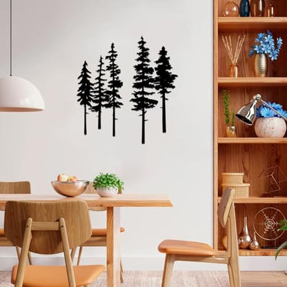 ESTART Metal Pine Tree Wall Art, Metal Tree Wall Decor - color: Black