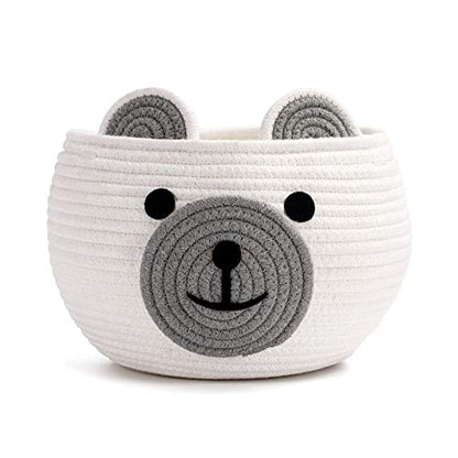 CherryNow Baby Basket for Gifts Empty, Cute Bear Design, Light Grey - color: White, size: 10.5"D x 8.5"H
