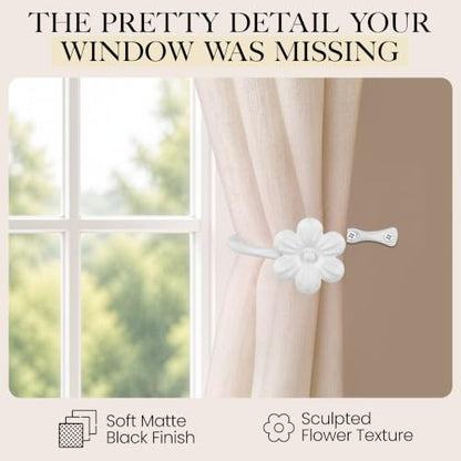 RTZEN Metal Curtain Tiebacks, Drapery Holders for Wall, 2 Pcs - size: Medium, style: Flower - W
