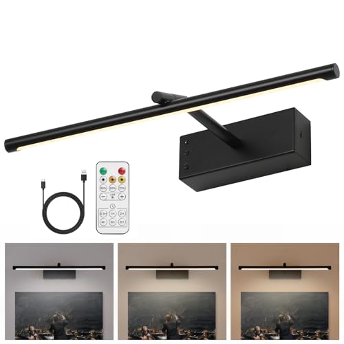 16in Wireless Picture Light, Battery Operated LED Wall Sconce - color: Black
