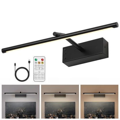 16in Wireless Picture Light, Battery Operated LED Wall Sconce - color: Black