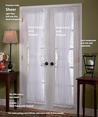 Today's Curtain, Emelia Door Panel Sheer 40", White, 41" W x 40" L, with Tieback - color: White, size: 41"W x 40"L (Pack of 1)