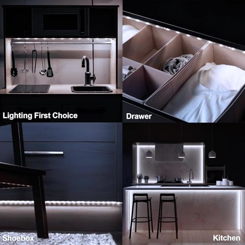 2 Pack Battery Powered LED Strip Lights 9.8Ft for Kitchen (Cool White) - color: Cool White