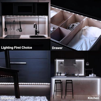 2 Pack Battery Powered LED Strip Lights 9.8Ft for Kitchen (Cool White) - color: Cool White
