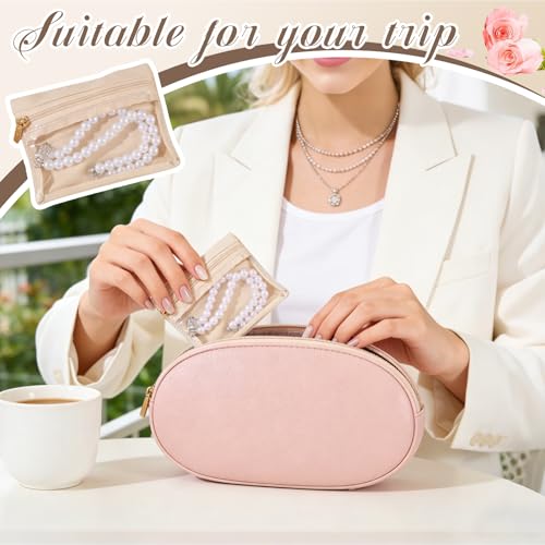 12 Pcs Portable Velvet Jewelry Pouch with Zipper, Clear - color: A.12 PCS