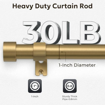 Zeerobee Curtain Rods for Windows 48 to 86 Inch, Warm Gold Curtain Rod - color: Warm Gold, size: 32"-86"