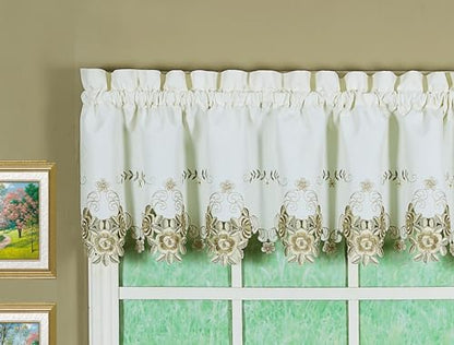 Today's Curtain Verona Reverse Embroidery Valance, 14", Ecru/Antique, 60" W X 14" L - color: Ecru/Antique, size: 60"W x 14"L (Pack of 1)