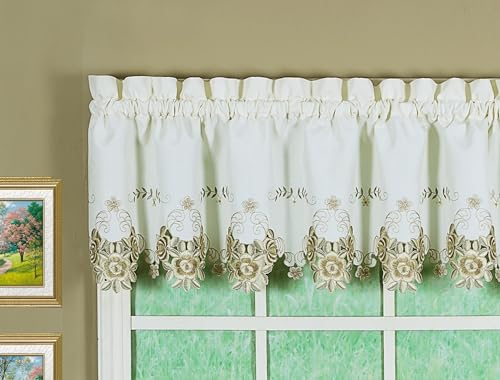 Today's Curtain Verona Reverse Embroidery Valance, 14", Ecru/Antique, 60" W X 14" L - color: Ecru/Antique, size: 60"W x 14"L (Pack of 1)