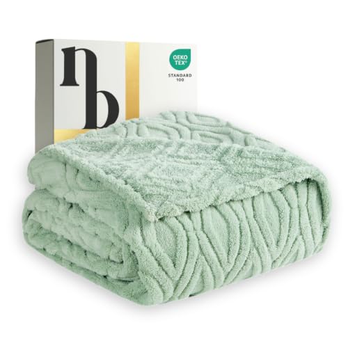 The Seacliff Blanket 50x60 Throw, Palm Sage Green – Lightweight Soft Fleece Throw Blanket for Couch, Breathable All Season, Coastal Wave Texture - color: Palm Sage Green, size: Throw 50x60