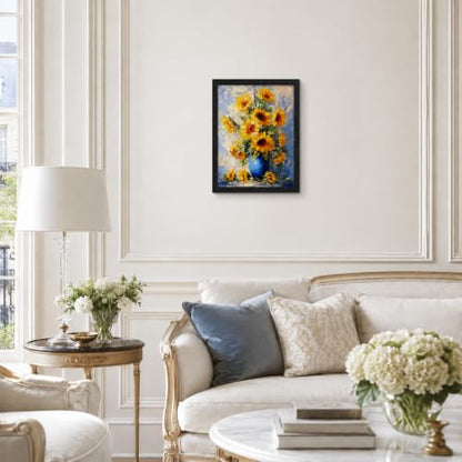 Canvas Wall Art Sunflower Bouquet Framed Floral Still Life Art 12x16 Inch - color: 【sunflower flower】, size: 16"L x 12"W