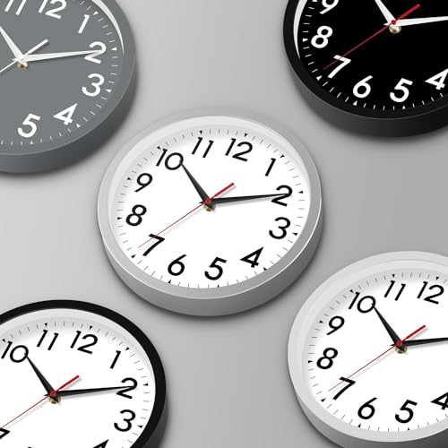 DAXSMY 8 Inch Wall Clock, Battery Operated Silent Non Ticking - color: A-black, size: 8"