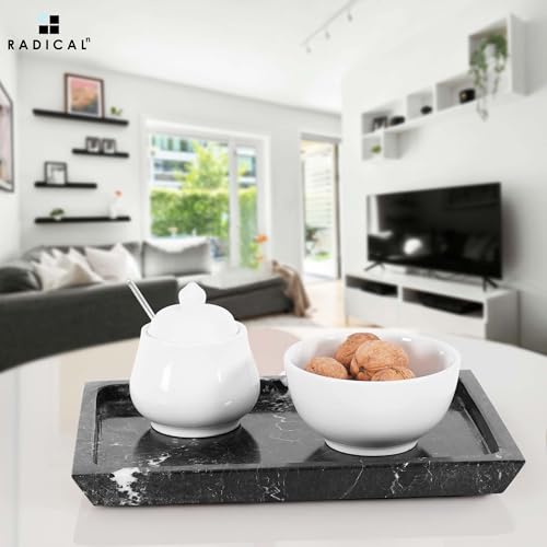 Rectangle Marble Tray for Vanity & Bathroom Counter, 12" Serving Tray - color: Black