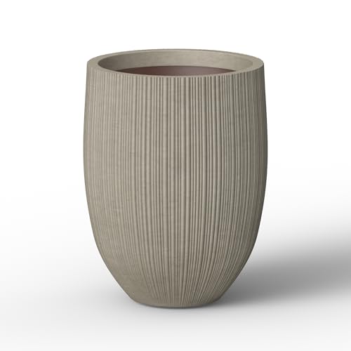 Kante Large Round Bullet Weathered Concrete Planter 21.7" Tall, Outdoor - color: Weathered Concrete, size: 21.7 Inch Tall