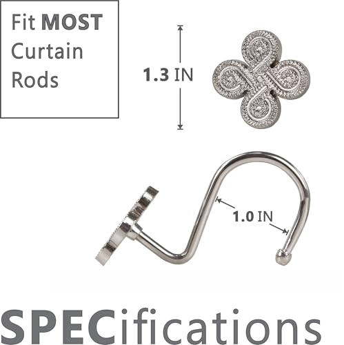 Brushed Nickel Shower Curtain Hooks: Rust Proof Metal Curtain Rings, 12Pcs - color: Brushed Nickel