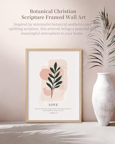 HesenDot Love Natural OAK Wood Framed Wall Art,12x16in Christian Print - color: Bible Verse Love