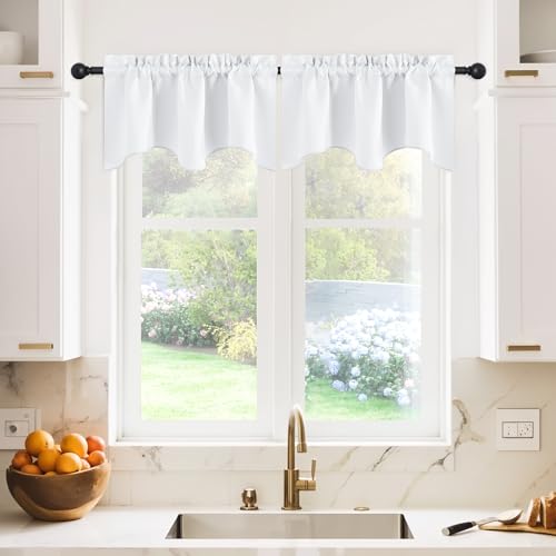 NICETOWN 2 Panels Royal Purple Kitchen Valances for Windows, 42W x 18L - color: Pure White, size: 42"W x 18"L (Pack of 2)