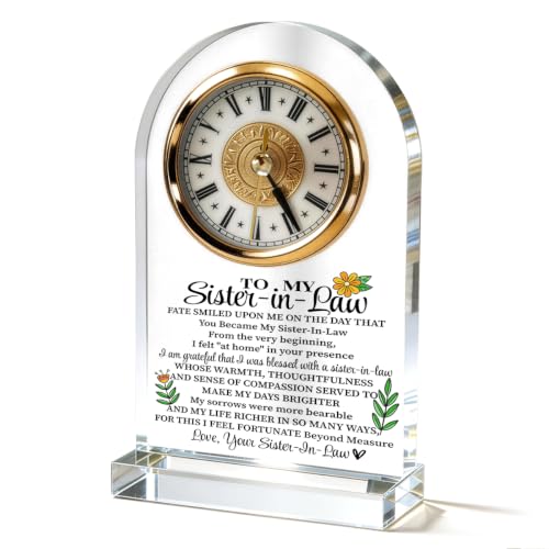 Acrylic Clock for Sister-in-Law, Meaningful Keepsake with Heartfelt Message, Elegant Timepiece for Family, Birthday Gift Idea, Beautiful Home Office Decor, Sister-in-Law Appreciation, 4.3 x 7.8 inch - color: Gift 08