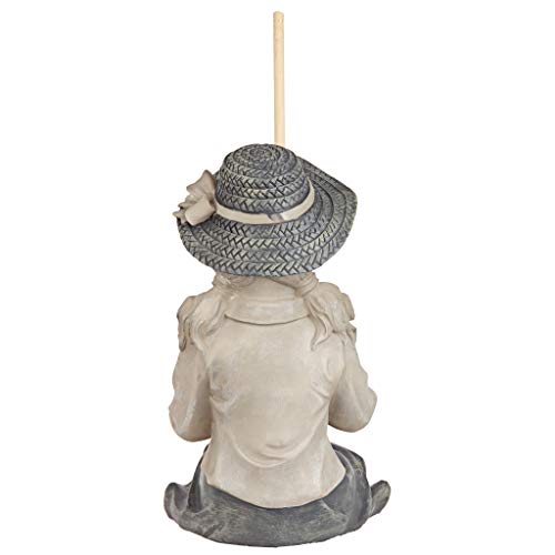 Design Toscano Big Catch Fisherwoman Nellie Girl with Fishing Pole Garden Statue, Medium 17 Inch Tall, Cast Stone Resin, Two Tone Stone Finish - color: Medium Nellies Big Catch