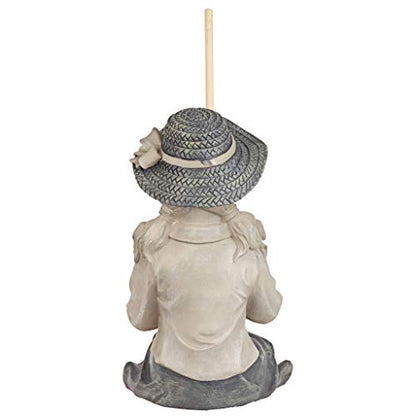 Design Toscano Big Catch Fisherwoman Nellie Girl with Fishing Pole Garden Statue, Medium 17 Inch Tall, Cast Stone Resin, Two Tone Stone Finish - color: Medium Nellies Big Catch