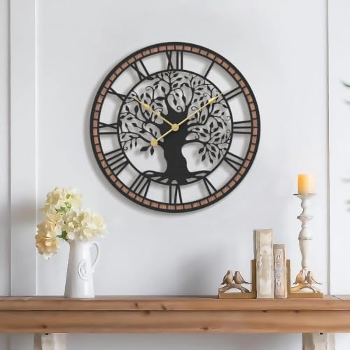 Micasso Large Wall Clock Decorative: 18 Inch Tree of Life Battery Operated - color: Tree, size: 18 Inch