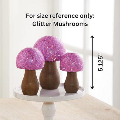 Your Heart's Content Green Glitter Mushrooms, Set of 3 (Green) - color: Green Glitz 3