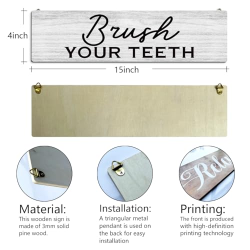 Modern Farmhouse Bathroom Decor: 3-Piece Wooden Wall Plaques - Washroom Signs - color: Bathroom 02