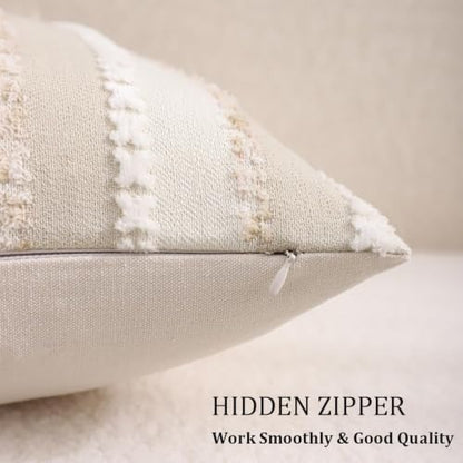 Boho Jacquard Throw Pillow Covers 16x16 Inch Set of 2 Beige Khaki - color: Beige+khaki, size: 16" x 16" (Pack of 2)
