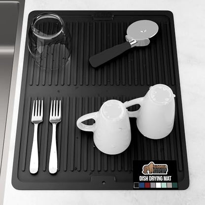 GORILLA GRIP Patented BPA-Free Silicone Dish Drying Mat, 18x16, Black - color: Black, size: 18" x 16", style: Silicone