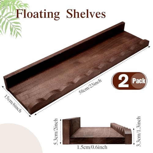 Suzile 2 Pcs Scalloped Floating Wall Shelves,23",Walnut Brown - color: Walnut Brown, size: 23"