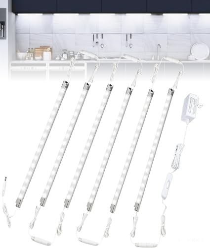 Cefrank LED Display Lights, 6-Pack Linkable Cabinet Lighting Kit 6000K - color: White
