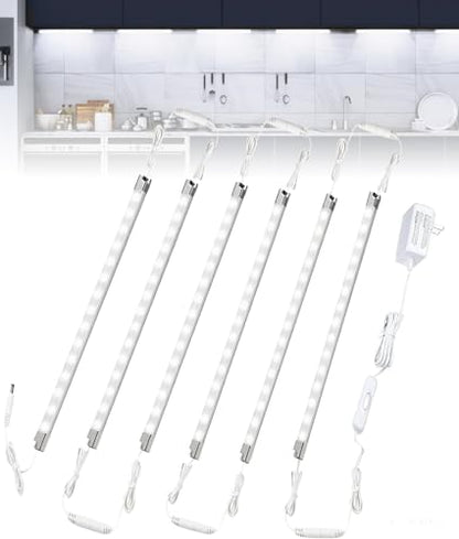 Cefrank LED Display Lights, 6-Pack Linkable Cabinet Lighting Kit 6000K - color: White
