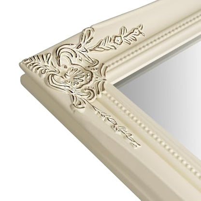 European Style Decorative Mirrors for Wall, Bathroom Mirrors Wall Mounted Mirror (Ivory White)