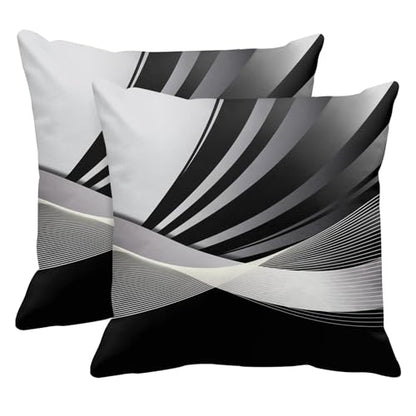 Emvency Throw Pillow Covers Set of 2, 18 x 18 Inch, Abstract Stripes Retro - color: Black and Grey 3, size: 18" x 18" (Pack of 2)