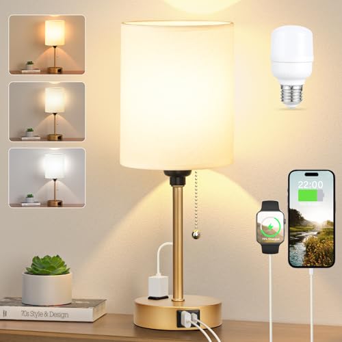 Small Bedside Lamp for Nightstand, Gold Desk Lamp for Dorm Room Bedroom - color: White-Gold, size: 14.6 in