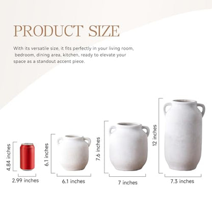 Vanselia Ceramic Flower Vase Home Table Decor Living Room Farmhouse 7.6 in - color: 7.6" Rustic