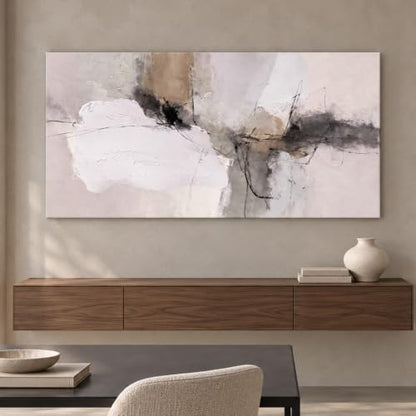 Enartly Neutral Abstract Line Canvas Wall Art for Living Room 40" x20 - color: White Line Abstract, size: 40"L x 20"W