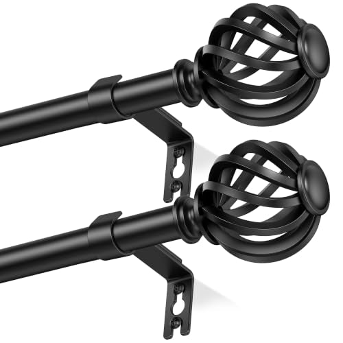 Black Decorative Curtain Rods for Small Windows, 2 Pack 28-48 Inch,Metal - color: Black, size: 28-48''(2 Pack)