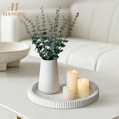 Hanobe White Decorative Coffee Table Tray, Scalloped Edge - color: White