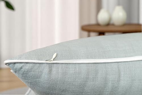 Rudransha Botanical Fern Leaf Embroidery Lumbar Pillow Cover - 12x18 Robin’s Egg Cotton - color: Robins Egg-ferny, size: 18" x 12" (Pack of 1)