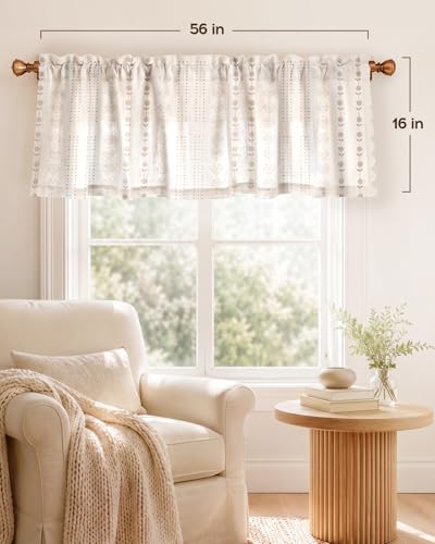 Miss Adola 16 Inch Length Kitchen Valance Curtain, Striped Farmhouse - color: Striped Farmhouse, size: 56"W x 16"L (Pack of 1)