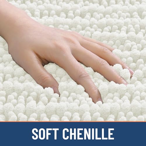 Smiry Bathroom Rugs 30X20, Extra Soft Rubber Backing Chenille Bath Mats - color: Ivory, size: 30'' X 20''