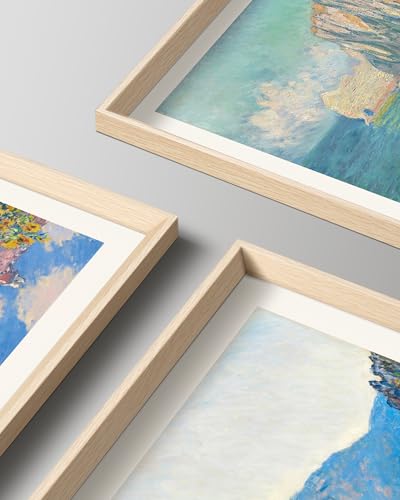 HesenDot Framed Wall Art, Claude Monet Landscape Canvas Prints Set - color: Framed Monet Impressionism, size: 16"L x 12"W